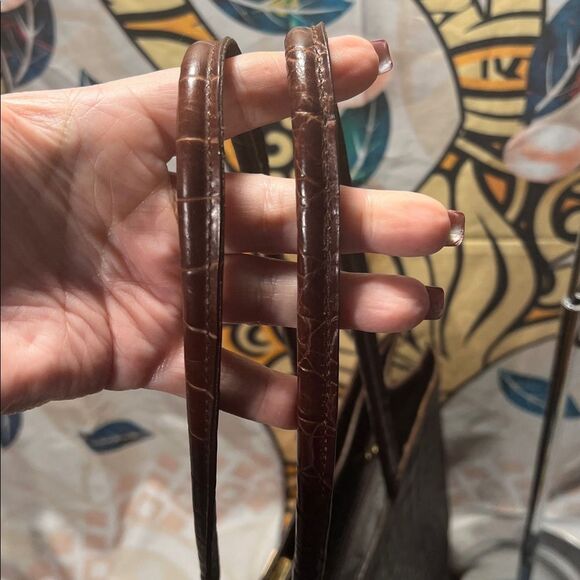 Furla Brown Embossed Leather Handbag - Picture 8 of 16